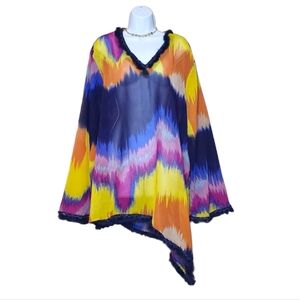 NWOT Ashro Asymmetrical Hem Sheer Tunic